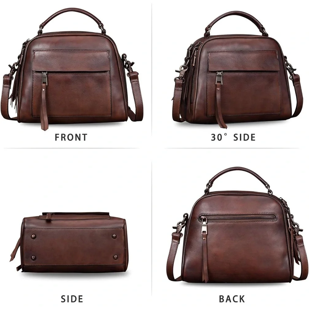 IVTG Vintage Handmade Real Leather Crossbody Satchel - Picture 8 of 8